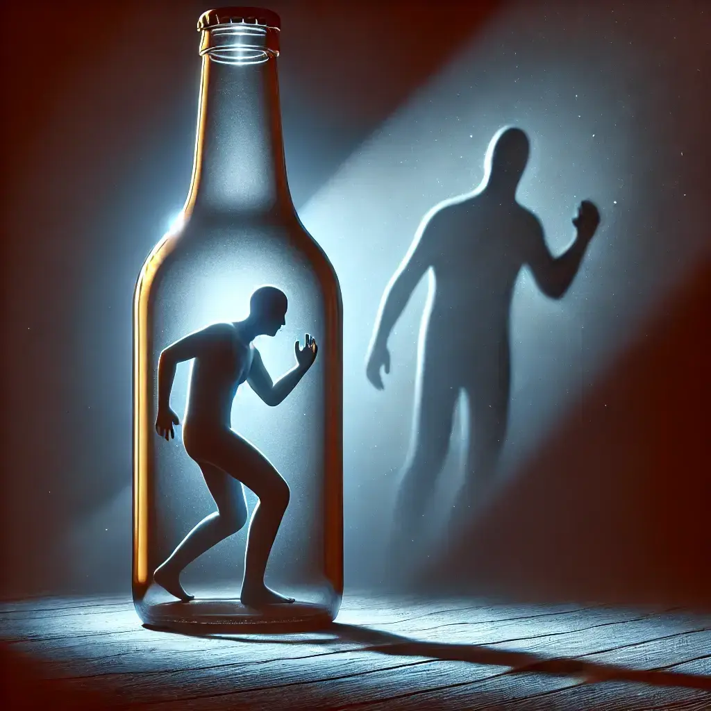 człowiek zamknięty w butelce metafora uzależnienia