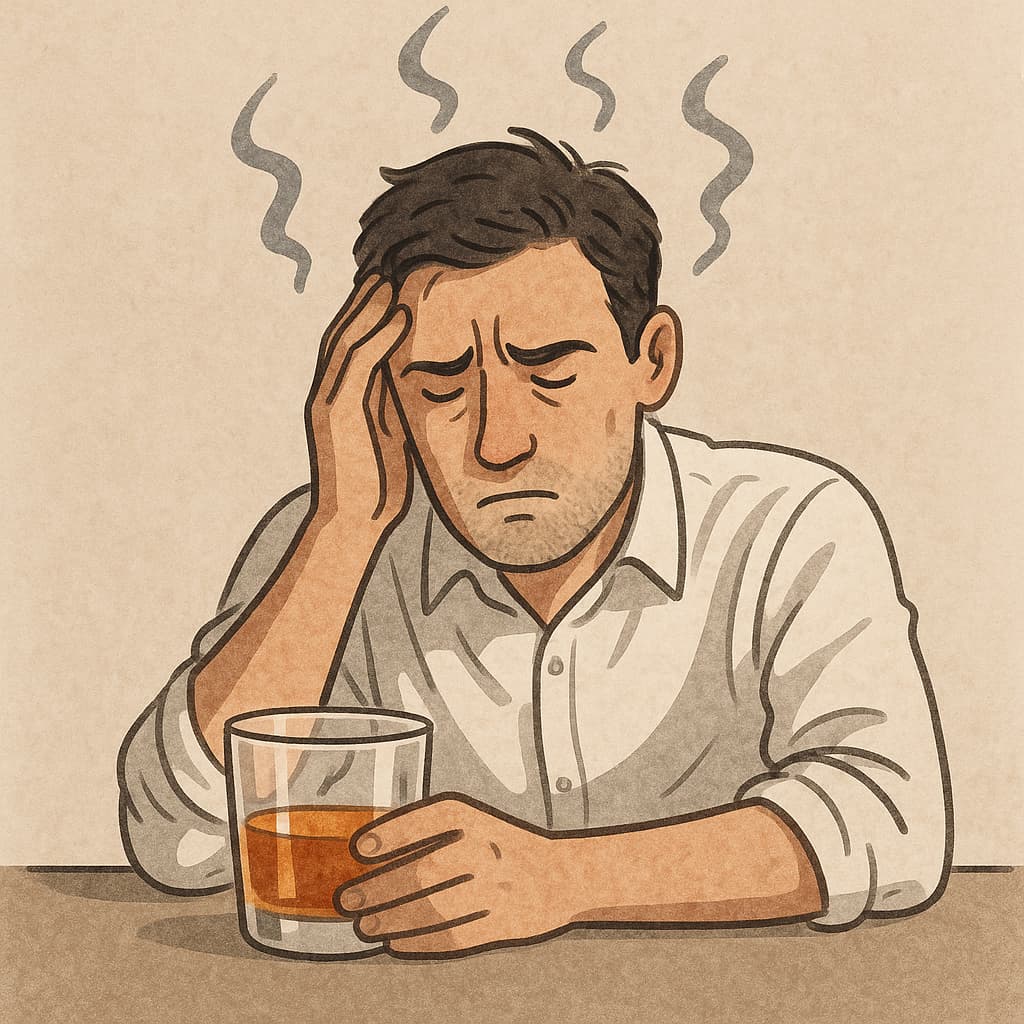 alkohol a stres - mężczyzna pijący alkohol na skutek stresu