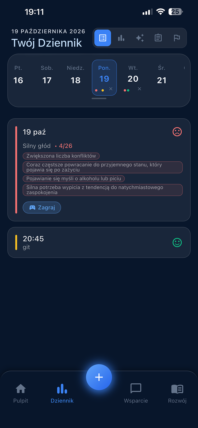 Rejestr emocji w aplikacji Restart