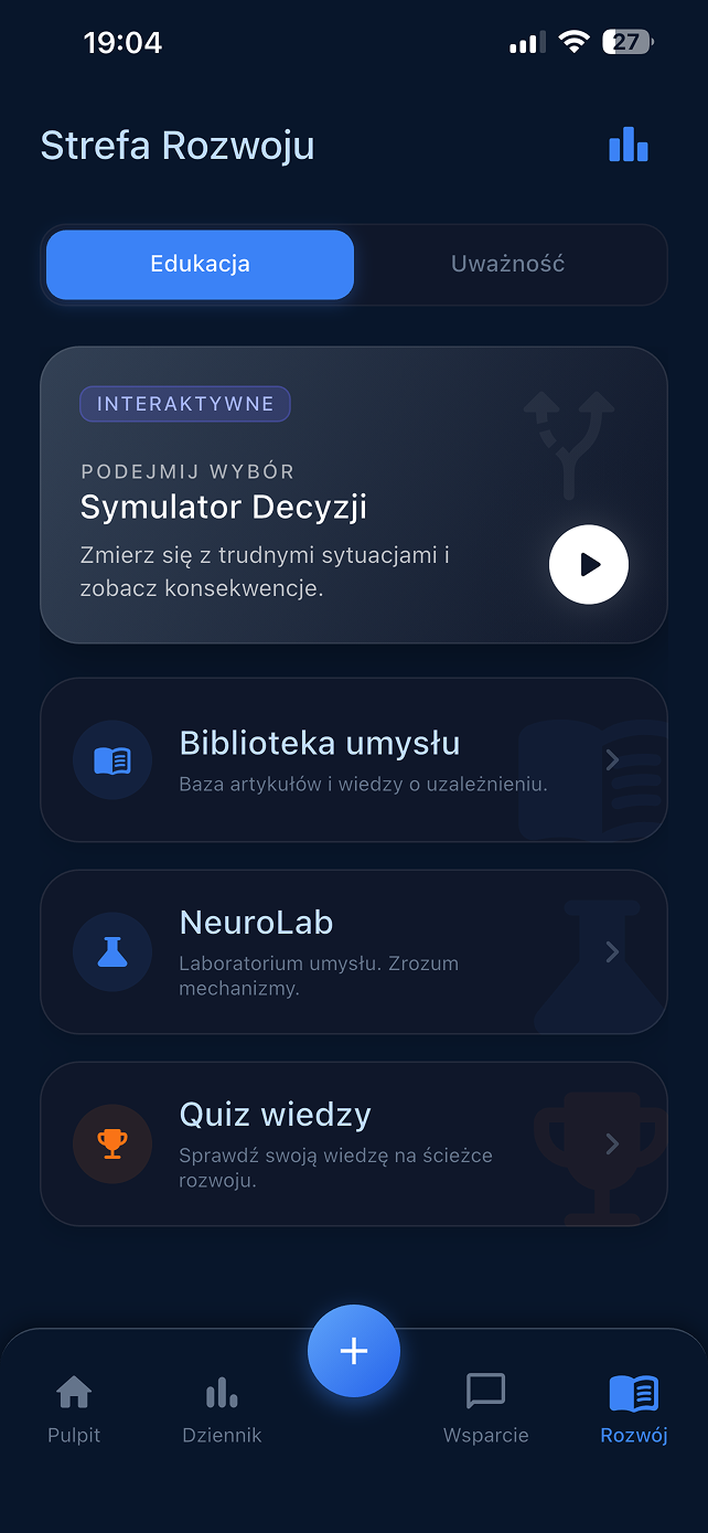 Moduł edukacji w aplikacji Restart